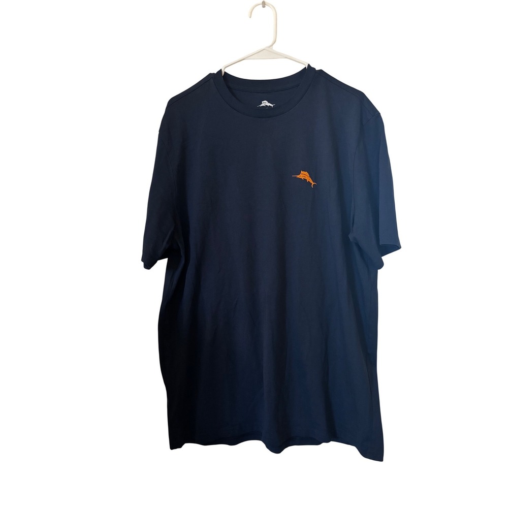 Tommy Bahama Men's T-Shirt Large Navy Blue Graphic New Pint of View Vacation